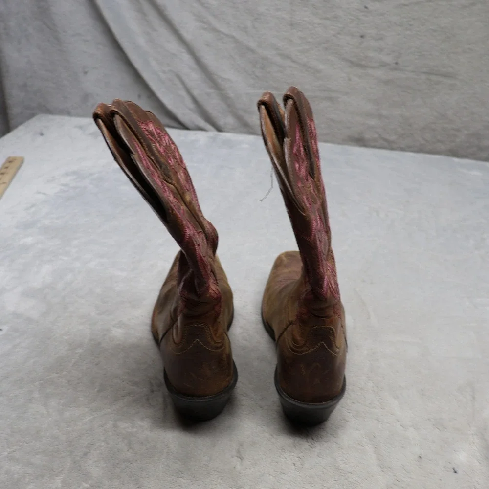 Ariat Women 7.5B Cowboy Boots Brown Leather Round Up Square Toe Western 10014172